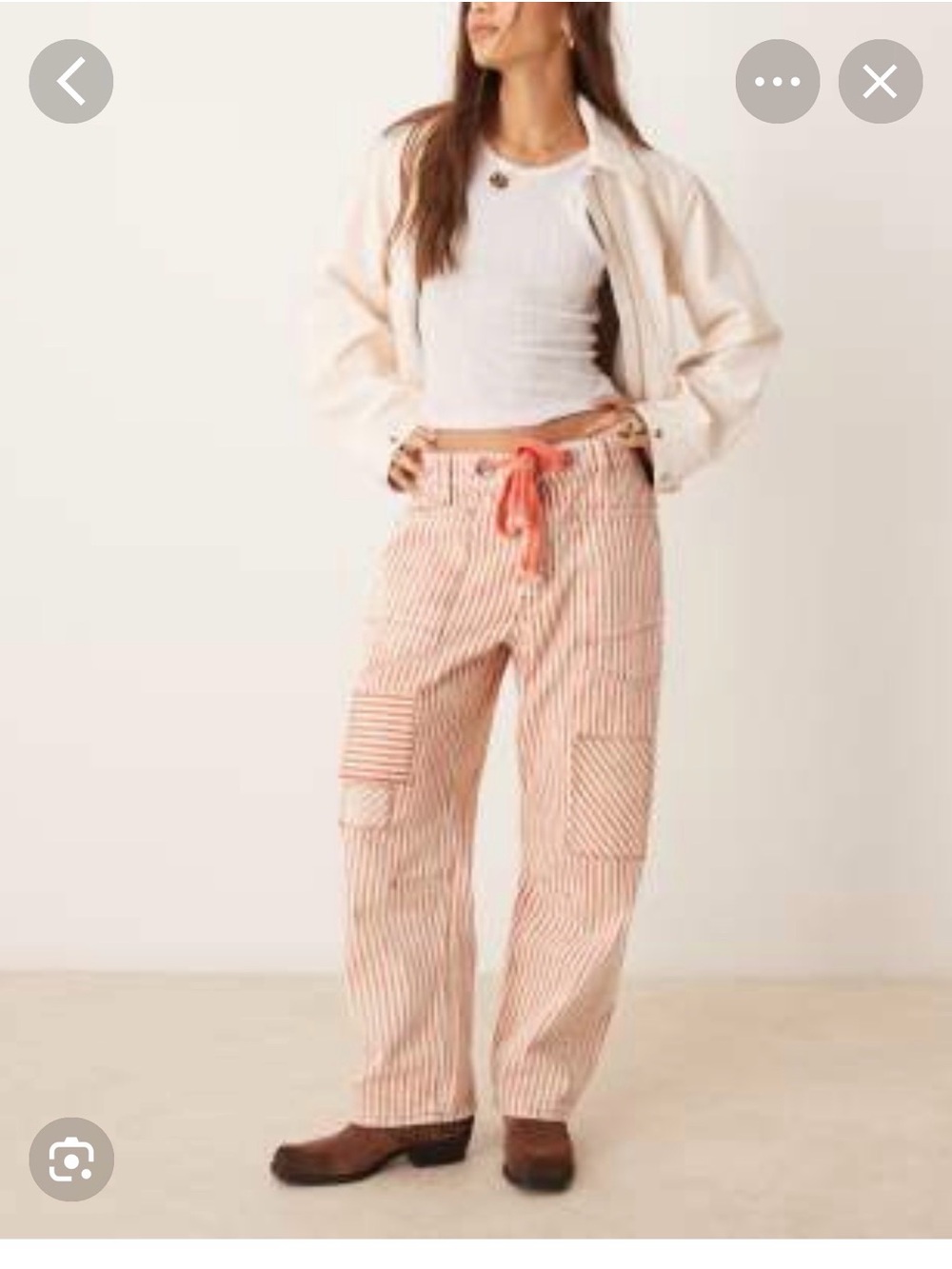 We The Free Moxie Railroad Striped Barrel Low Slung Cargo Jeans